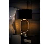 Antonia Fabric with Chrome Drum Shade Chrome Oval Table Lamp with Bulb ValueLights Black One Size