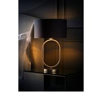 Antonia Fabric with Chrome Drum Shade Chrome Oval Table Lamp with Bulb ValueLights Charcoal One Size