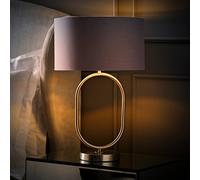 ValueLights Antonia Grey & Chrome Shade Chrome Oval Table Lamp & Bulb