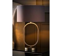 ValueLights Antonia Grey & Chrome Shade Chrome Oval Table Lamp & Bulb