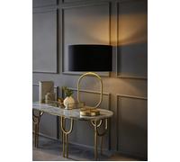 Antonia Fabric with Metallic Gold Inner Drum Shade Brushed Gold Oval Table Lamp ValueLights Black One Size