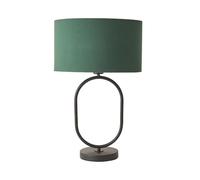 Antonia Fabric Drum Lamp Shade Matte Black Oval Table Lamp with Bulb ValueLights Bottle Green One Size