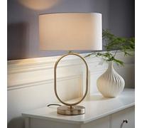 ValueLights Antonia White Lamp Shade Brushed Chrome Oval Table Lamp