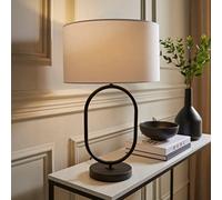 ValueLights Antonia White Drum Lamp Shade Black Oval Table Lamp & Bulb