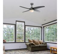 Valuelights Apache 48" 4 Blade Chrome & Wood Ceiling Light Fan With Bulbs & Remote