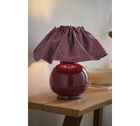 Valuelights Arabella Gingham Pleated Shade Burgundy Ceramic Table Lamp