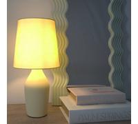 Valuelights Arlo Sunshine Yellow Ceramic Table Lamp With Tapered Shade And Bulb