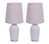 Set of 2 - Lilac Ceramic Base Table Lamp with Tapered Fabric Lampshade Bedroom Bedside Light - LED Bulbs Included