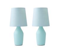 Valuelights Arlo Set Of 2 - Duck Egg Blue Ceramic Table Lamps With Tapered Shade