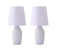 Valuelights Arlo Set Of 2 - Lilac Ceramic Table Lamps With Tapered Shade And Bulbs