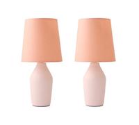 Valuelights Arlo Set Of 2 - Rose Pink Ceramic Table Lamps With Tapered Shade