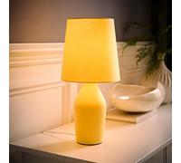 Valuelights Arlo Sunshine Yellow Ceramic Table Lamp With Tapered Shade And Bulb
