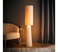 ValueLights Ash Cream Boucle Midi Floor Lamp and Bulb - Size: 130 x 26.5 x 26.5cm - White - Wilko