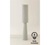 Valuelights Ash Natural Full Boucle Fabric Midi Floor Lamp With Bulb In Light Grey Light Grey