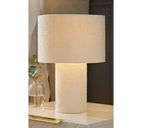 ValueLights | Natural Cream Boucle Bedside Table Lamp with a Drum Lampshade Shade Living Room Bedroom Light | Table Lamps & Home Improvements Essential