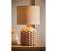 Valuelights Asha Ceramic Pink Geometric Table Lamp With Drum Lamp Shade In Natural Natural