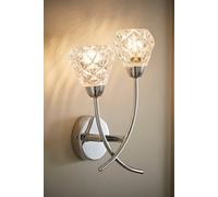 ValueLights Astley Chrome 2 Way Crystal Shade Wall Light in Metallic Silver ValueLights Metallic Silver