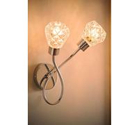 ValueLights Astley Chrome 2 Way Crystal Shade Wall Light with Bulbs in Metallic Silver ValueLights Metallic Silver