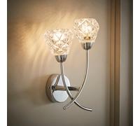 ValueLights Astley Chrome 2 Way Crystal Shade Wall Light in Metallic Silver ValueLights Metallic Silver