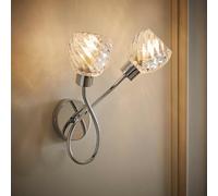 Valuelights Astley Chrome 2 Way Wall Light With Swirl Effect Shades