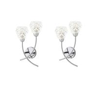 ValueLights Astley Pair of Chrome 2 Way Crystal Shade Wall Lights & Bulbs in Metallic Silver ValueLights Metallic Silver