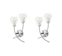 ValueLights Astley Pair of Chrome 2 Way Crystal Shade Wall Lights in Metallic Silver ValueLights Metallic Silver