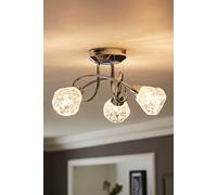 Astley Polished Chrome 3 Way Crossover Flush Ceiling Light with Bulbs ValueLights Silver One Size