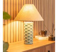 ValueLights | Ceramic Aqua Mermaid Shell Scallop Bedside Table Lamp with Lampshade Living Room Bedroom Bedside Light | Table Lamps, Home Décor & Improvement Essential