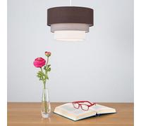 MiniSun | Round Modern 3 Tier Fabric Ceiling Pendant Light Shade in Brown | Pendant Lights, Home Décor & Improvement Essential | 30cm Shade Width