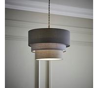 ValueLights Aztec Grey Shades Three Tier Easy Fit Ceiling Pendant Light Lamp Shade in Dark Grey ValueLights Dark Grey