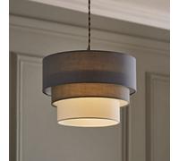 ValueLights Aztec Three Tier Easy Fit Fabric Ceiling Pendant Lamp Shade with Bulb in Grey ValueLights Grey