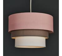 MiniSun | Round Modern 3 Tier Pink and Grey Fabric Ceiling Pendant Light Shade | Pendant Lights, Home Décor & Improvement Essential | 300mm Shade Width
