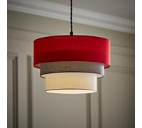Valuelights Aztec 3 Tier Red Fabric Ceiling Light Shade And Bulb (D)30Cm