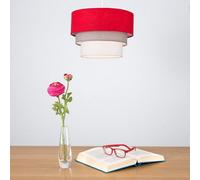 MiniSun | Round Modern 3 Tier Red Fabric Ceiling Pendant Light Shade | Pendant Lights, Home Décor & Improvement Essential | 300mm Shade Width