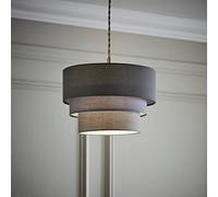 Valuelights Aztec Grey Shades Three Tier Easy Fit Ceiling Lamp Shade With Bulb In Dark Grey Dark Grey One Size