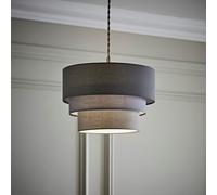 ValueLights Aztec Grey Shades Three Tier Easy Fit Ceiling Lamp Shade with Bulb in Dark Grey ValueLights Dark Grey