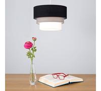 Valuelights Aztec Pair Of Three Tier Easy Fit Fabric Ceiling Pendant Lamp Shades In Black Black
