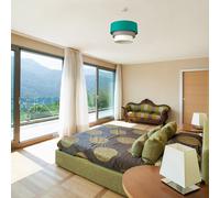 ValueLights Aztec Pair of Three Tier Easy Fit Fabric Ceiling Pendant Lamp Shades in Teal ValueLights Teal