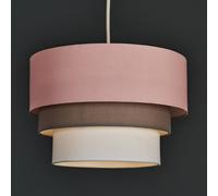 MiniSun | Round Modern 3 Tier Pink and Grey Fabric Ceiling Pendant Light Shade | Pendant Lights, Home Décor & Improvement Essential