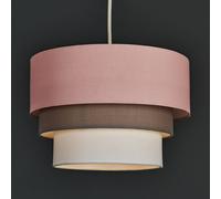 MiniSun | Round Modern 3 Tier Pink and Grey Fabric Ceiling Pendant Light Shade | Pendant Lights, Home Décor & Improvement Essential