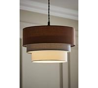 MiniSun | Round Modern 3 Tier Fabric Ceiling Pendant Light Shade in Brown | Pendant Lights, Home Décor & Improvement Essential | Includes 10W GLS Bulb | 30cm Shade Width