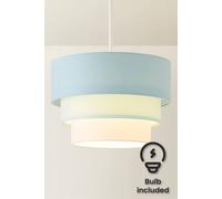Valuelights Aztec Three Tier Easy Fit Fabric Ceiling Pendant Lamp Shade With Bulb In Duck Egg Blue Duck Egg Blue