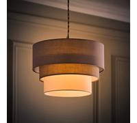 ValueLights Aztec Three Tier Easy Fit Fabric Ceiling Pendant Lamp Shade with Bulb in Grey ValueLights Grey
