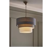 Valuelights Aztec Three Tier Easy Fit Fabric Ceiling Pendant Lamp Shade With Bulb In Grey Grey One Size