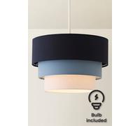 Valuelights Aztec Three Tier Easy Fit Fabric Ceiling Pendant Lamp Shade With Bulb In Navy Navy