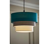 ValueLights Aztec Three Tier Easy Fit Fabric Ceiling Pendant Lamp Shade with Bulb in Teal ValueLights Teal