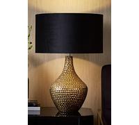 ValueLights Bailey Metallic Gold Ceramic Table Lamp Light with Velvet Shade in Black | Size: 35 cm diameter x 21 cm high ValueLights Black 35 cm diameter x 21 cm high