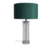 ValueLights Balan Brushed Chrome & Clear Tube Table Lamp with Medium Velvet Reni Shade Chrome