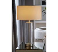MiniSun | Contemporary Brushed Chrome & Clear Tube Table Lamp with a White Cylinder Shade | Home Décor, Bedside & Desk Lamp