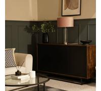Balan Glass and Brushed Chrome Table Lamp with Velvet Drum Lamp Shade ValueLights Mid Grey One Size